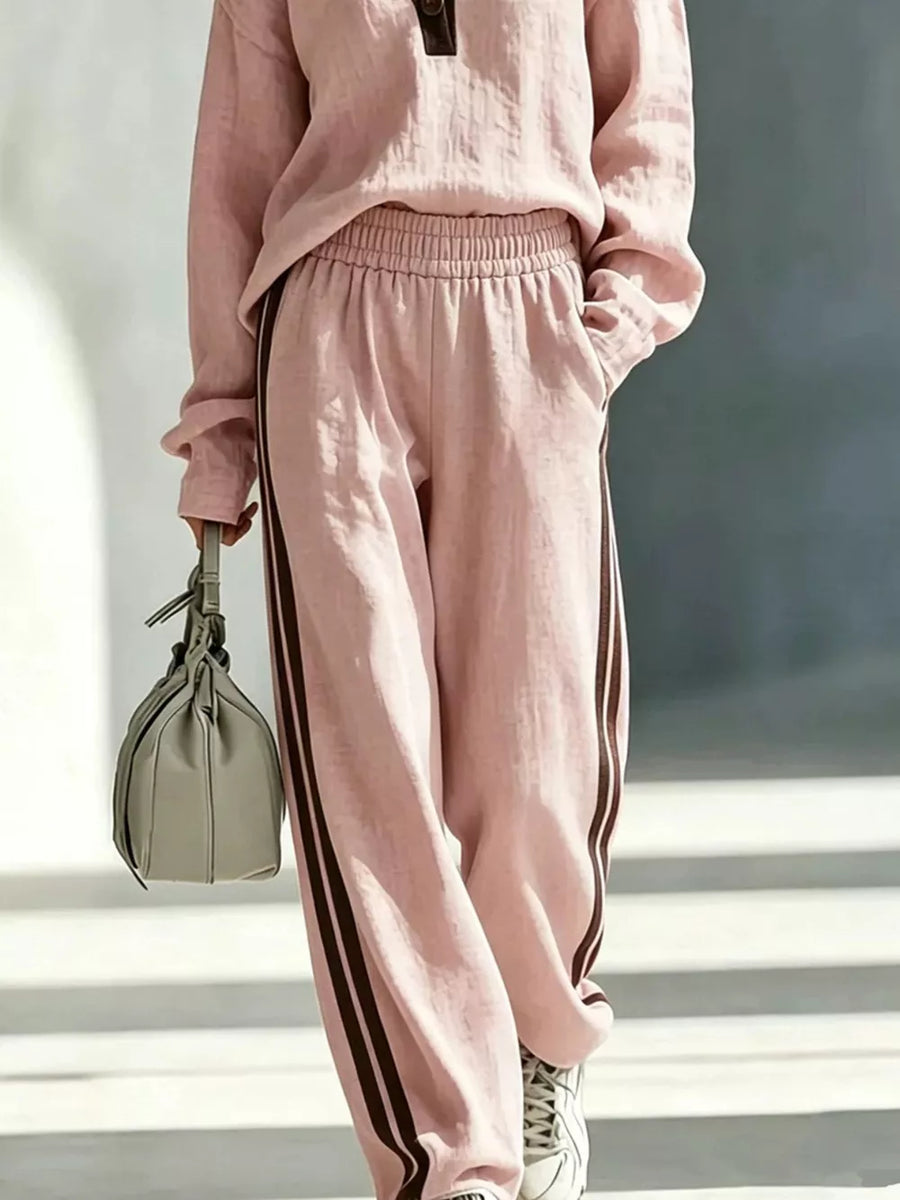 athleisure lounge set in Mustard with v-neck