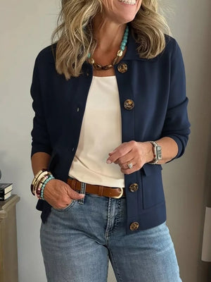 Beige cardigan with pocketed and long sleeve