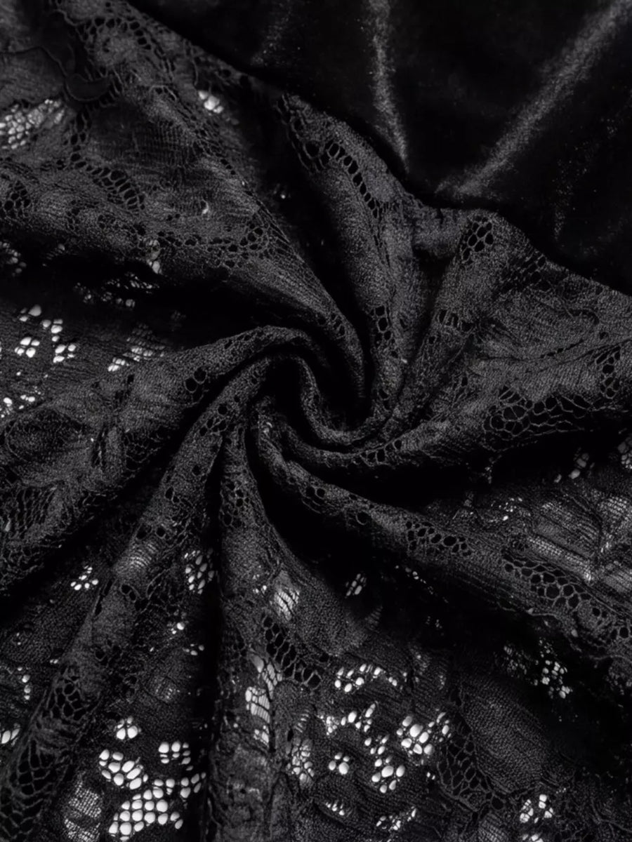 maxi dress in Black with floral and lace detail