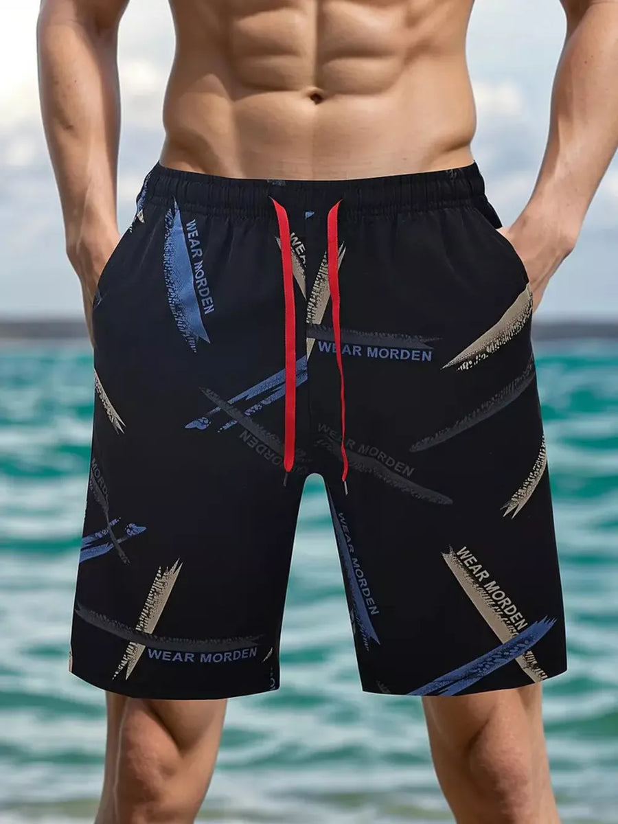Black Men's Full Size Drawstring Pocketed Shorts