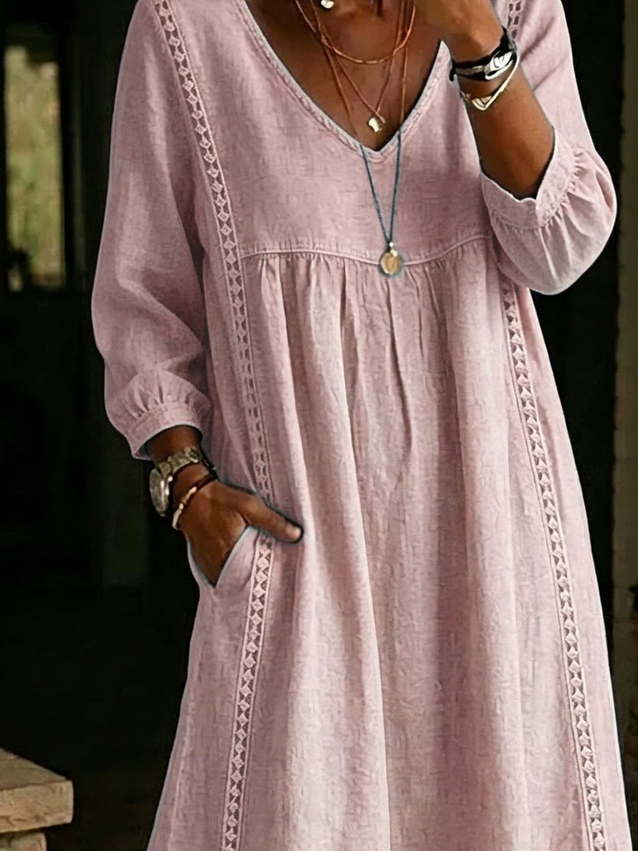 Khaki midi dress with midi and pullover
