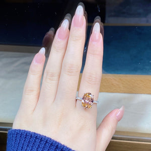 Prong-Set 925 Sterling Silver Zircon Oval Ring in silver with oval cut stone