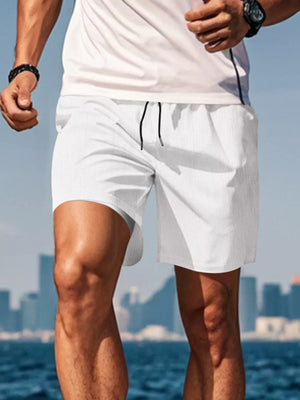 Men's Drawstring Casual Shorts in White, view 13