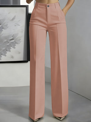 High-Waisted Wide-Leg Plus Size Pants in Navy Blue with high-waisted