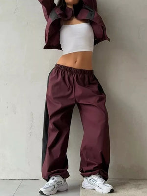 White tracksuit set with cropped and zip-front