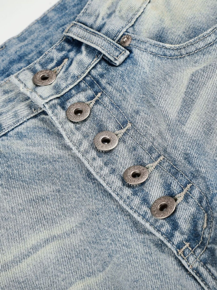 Men's High-Waisted Wide-Leg Vintage Jeans in Blue with high-waisted