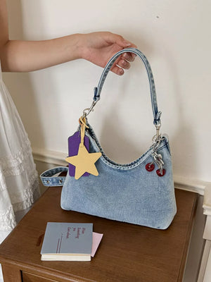 Star Charm Denim Shoulder Bag option 10