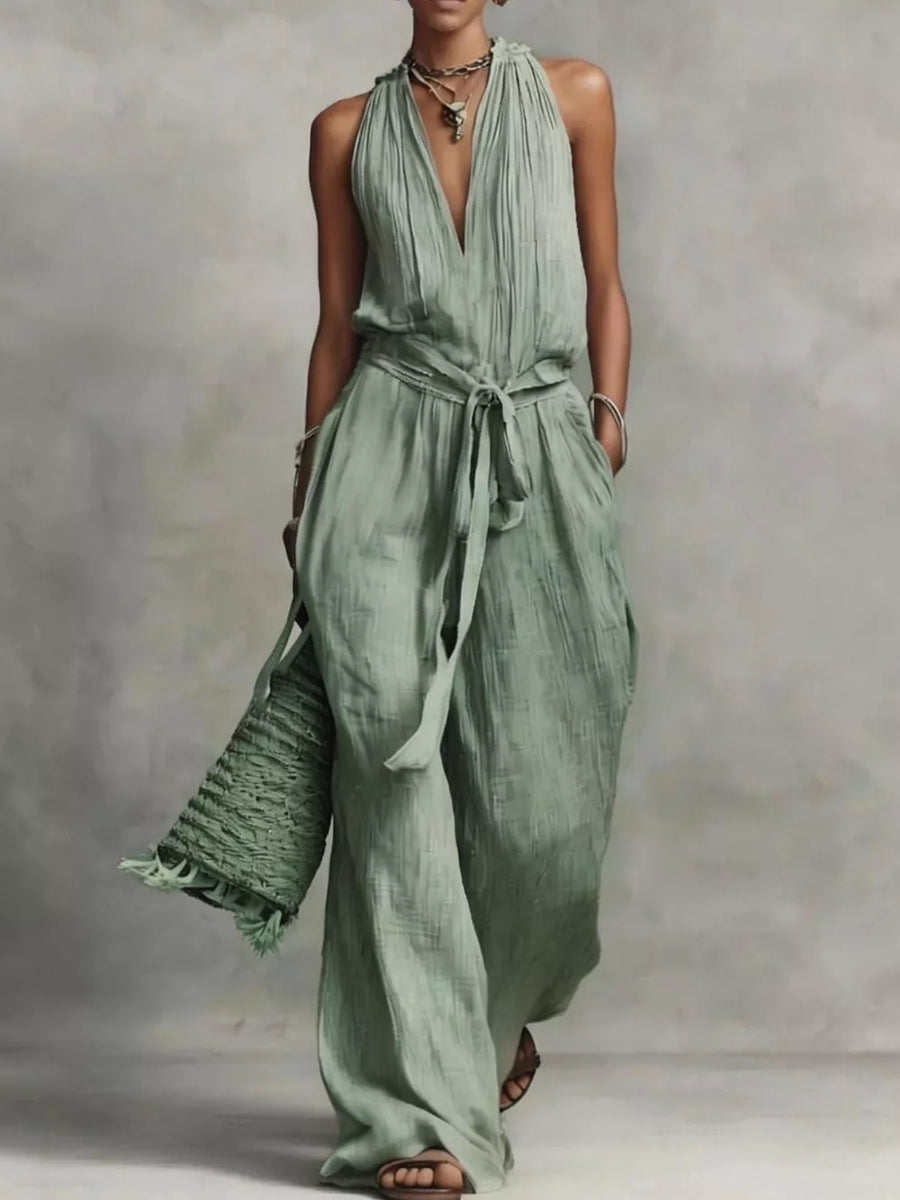 bohemian jumpsuit in Terracotta with halter