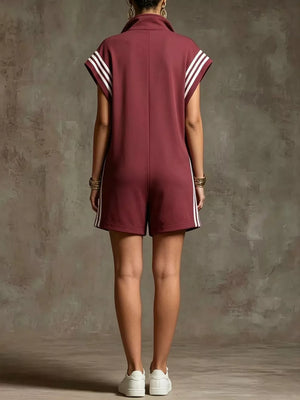 Striped Zip Front Romper, view 15