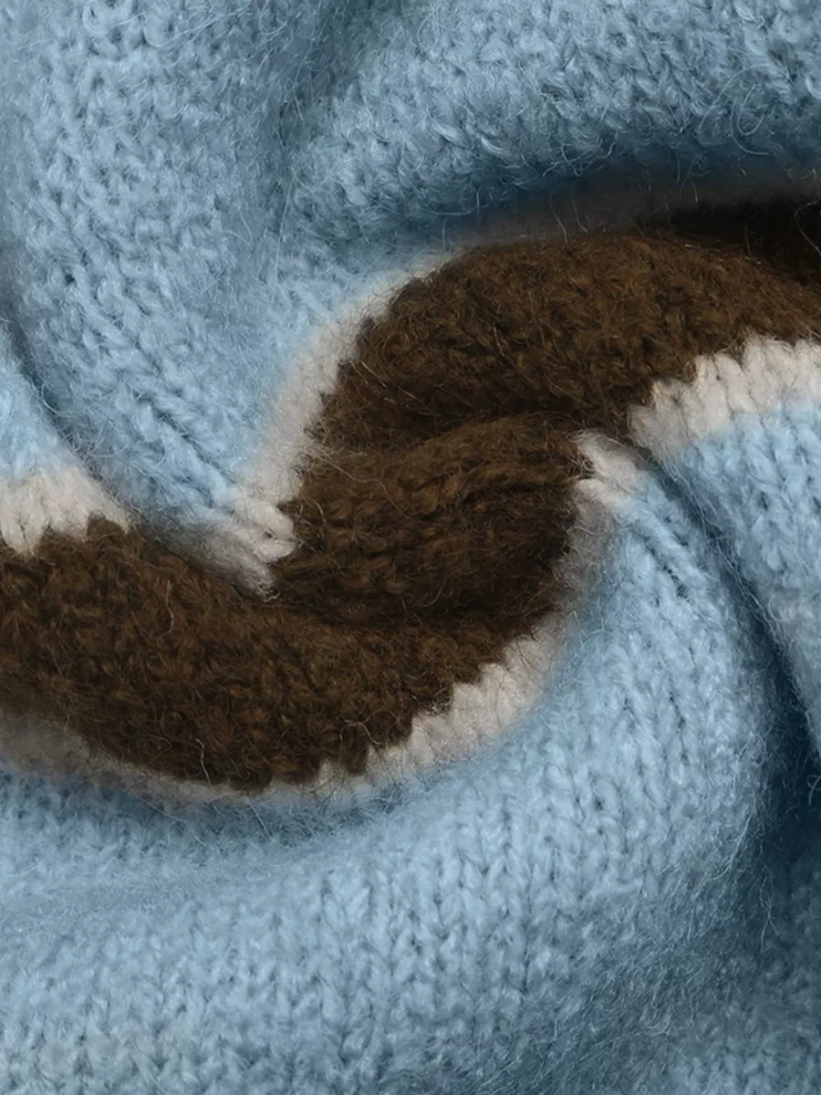 Striped Polo Collar Sweater in Blue, view 11