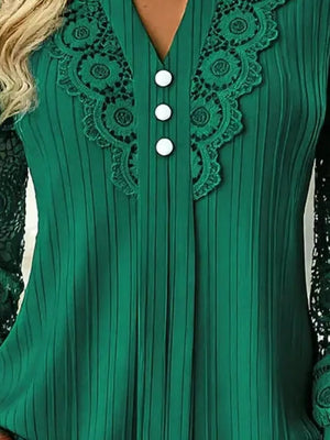 blouse in Coffee Brown with lace and hip-length