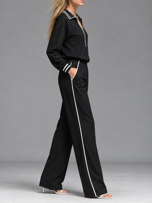 Burgundy sweatshirt and pants set with pocketed and long sleeve