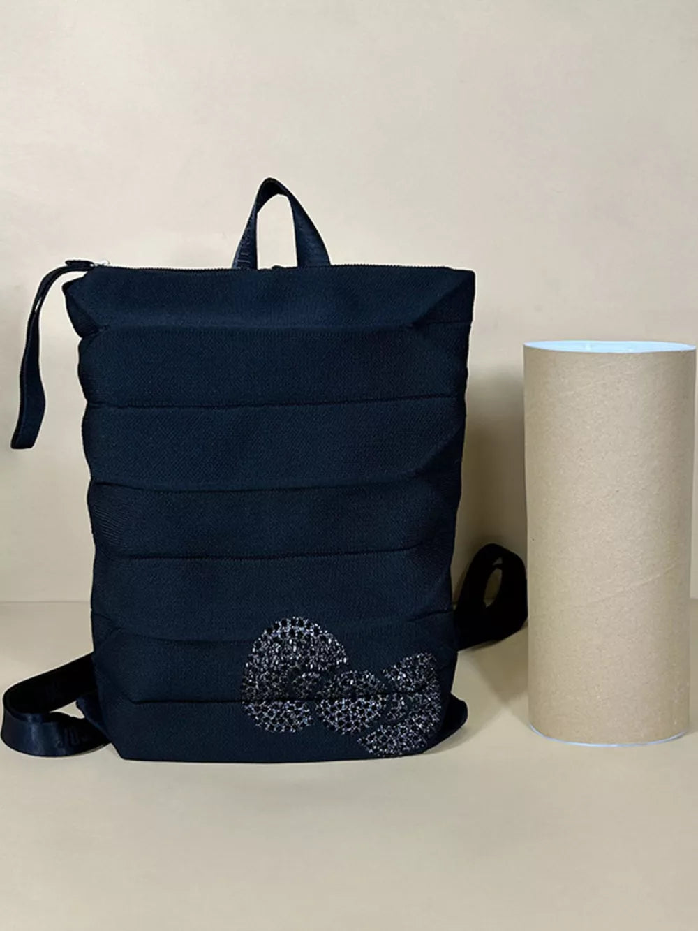 Black Bow Knit Medium Backpack Bag