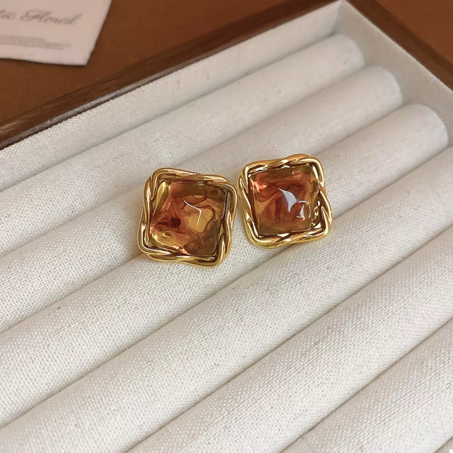 18K Gold-Plated,Alloy,Resin Care instructions: 1 earrings in Style C with statement silhouette