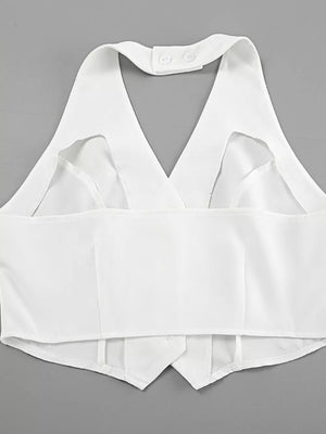 Pink matching set with cropped and button-front