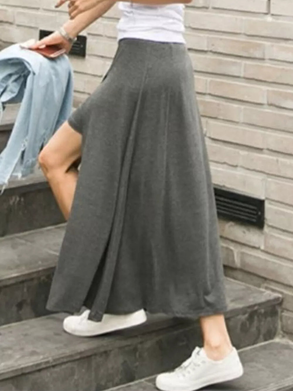 Black A-line Slit Maxi Skirt