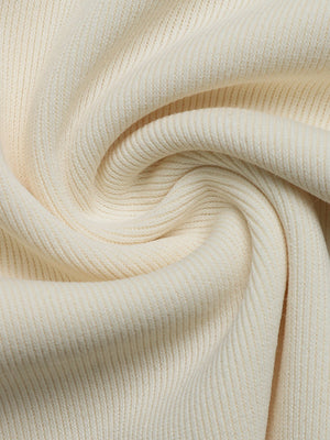 Cream ribbed knit fabric bodysuit detail