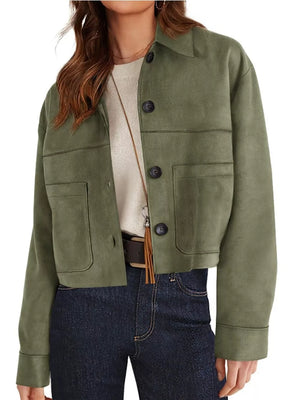Button-down Cropped Jacket in Caramel
