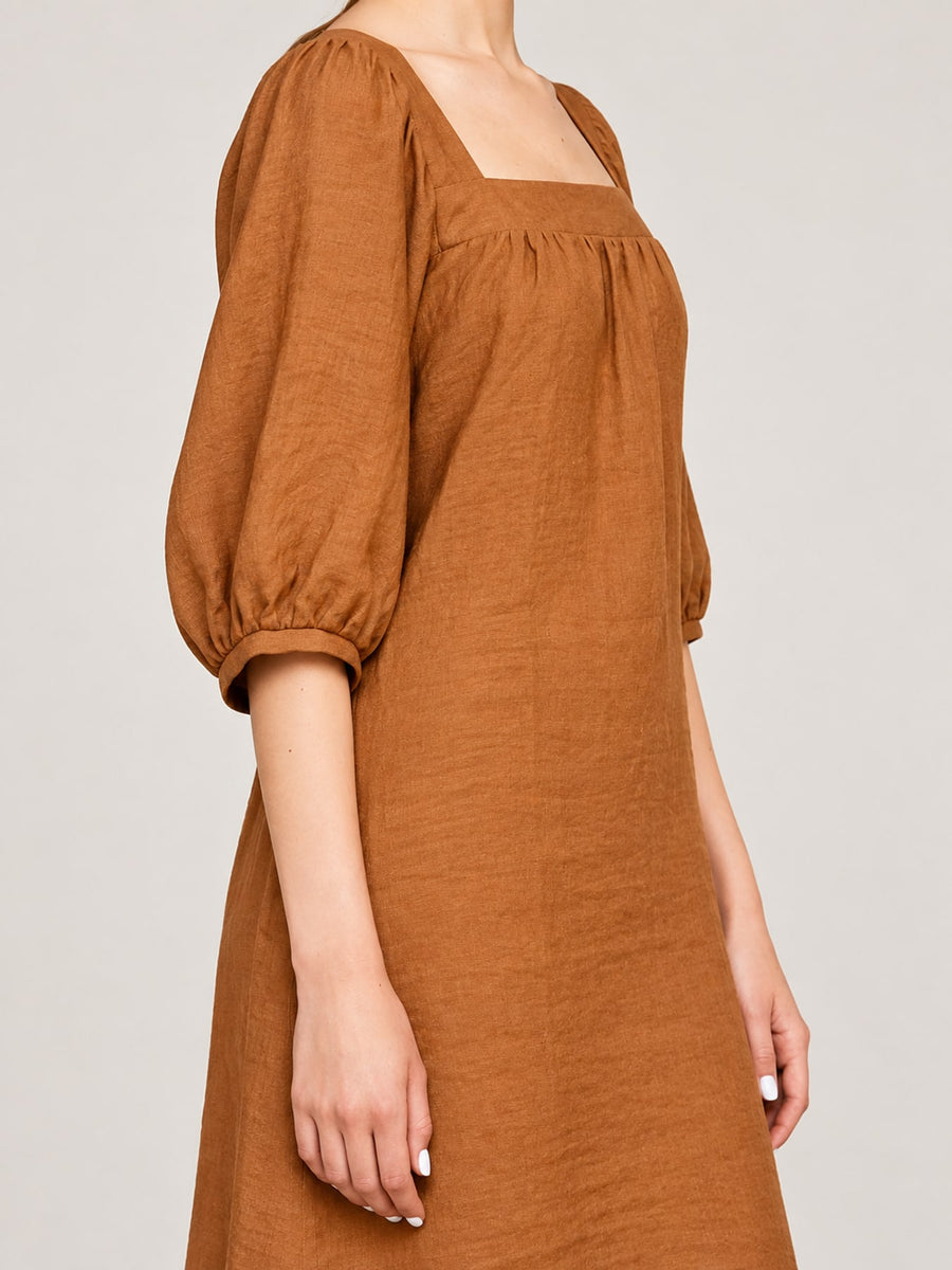 mini dress in Caramel with seam detail and mini