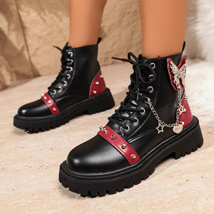 boots in Black with round toe and ankle-length