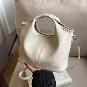 Brown Textured Leather Crossbody Bag With Pouch