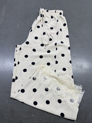 100% polyester Care instructions: Machine wash cold wide-leg pants in sky blue with loose silhouette