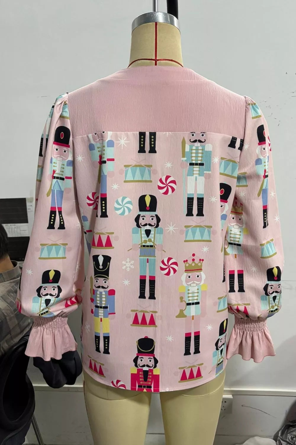 black blouse with notched and long sleeve