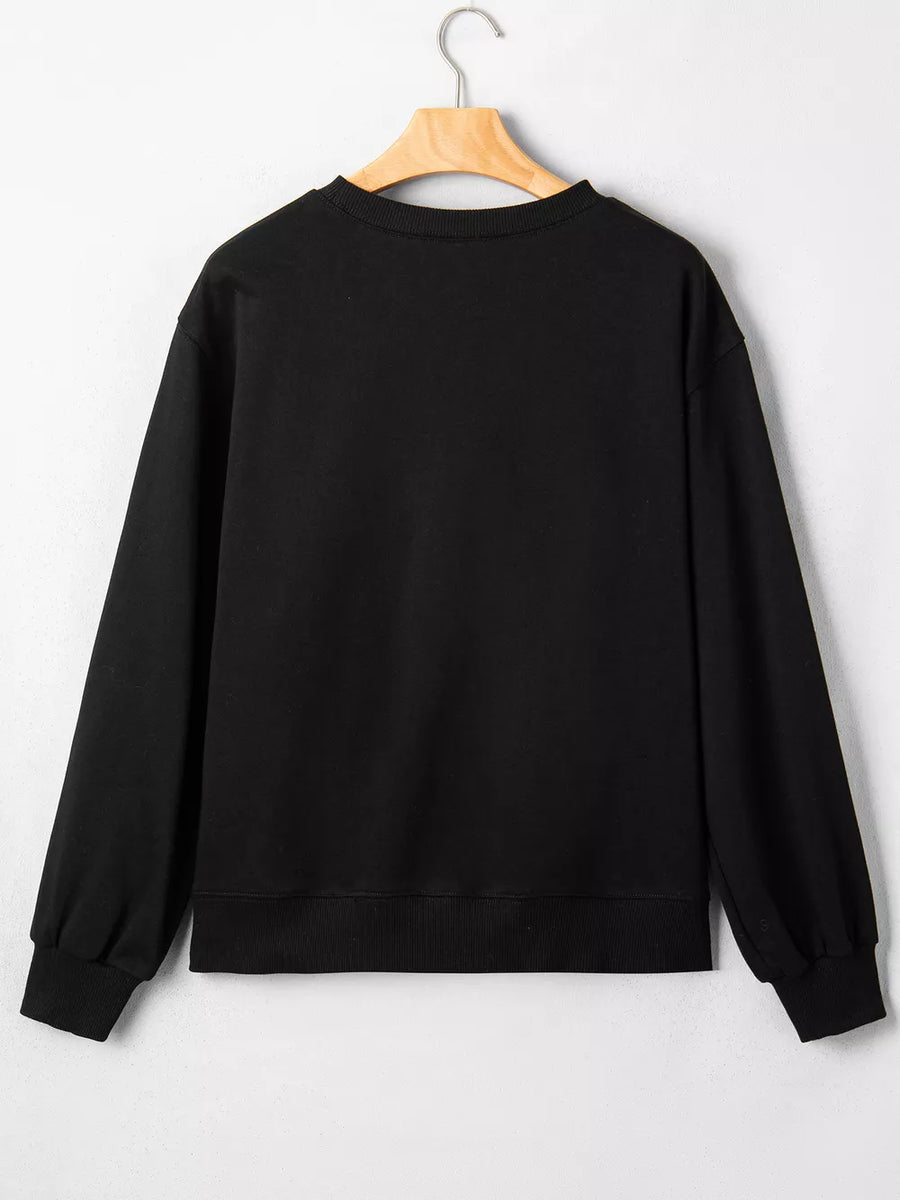 Black sweatshirt with hip-length and pullover