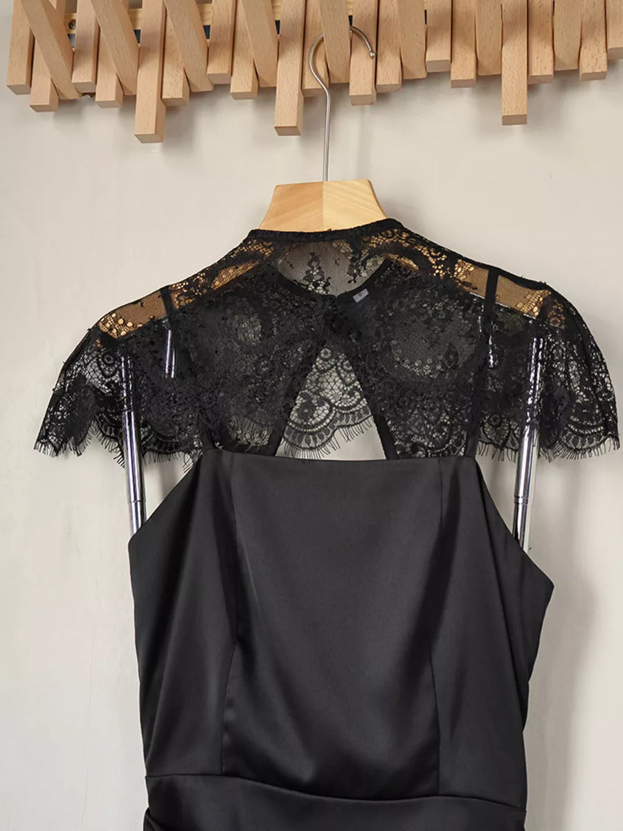 black with mini dress with lace 17