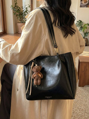 PU Leather Shoulder Bag Style 10700128370 in Khaki with shoulder strap