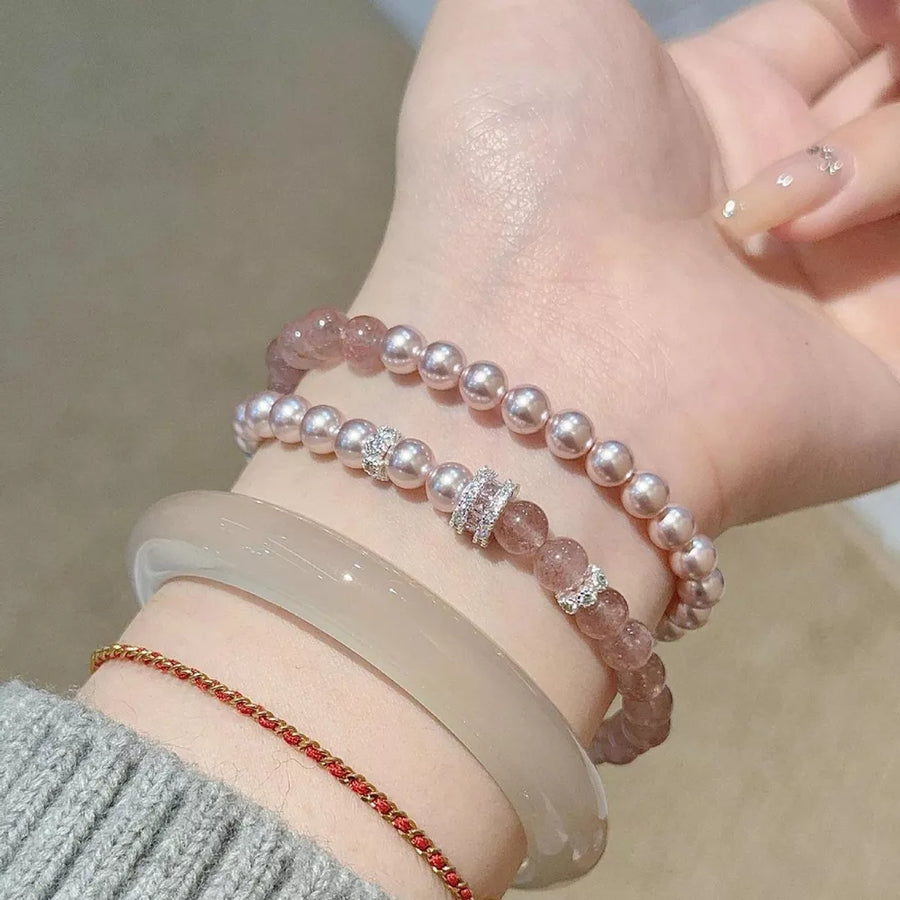 Synthetic Pearl,Crystal,Zircon Care instructions: 1 bracelet in Dusty Pink with regular silhouette
