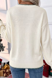 ivory pullover sweater with hip-length and pullover