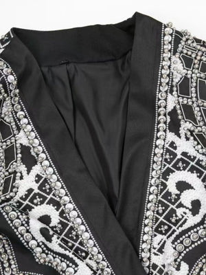 blazer in White with geometric and embellished