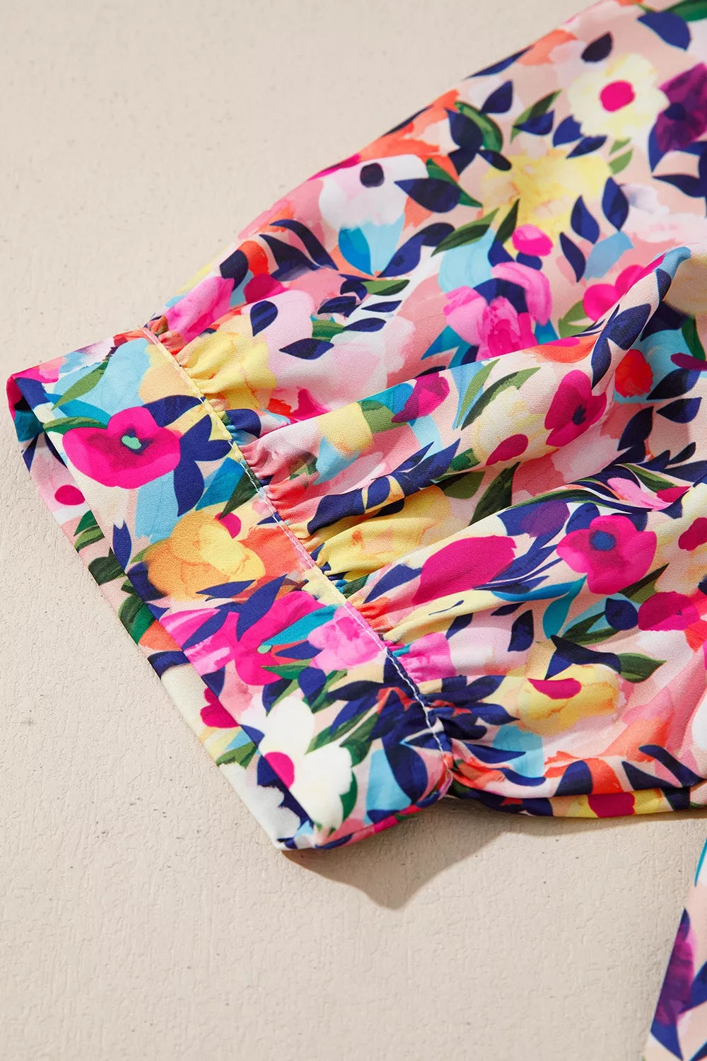 Flower Print Frilled Collar Puff Sleeve Blouse option 8
