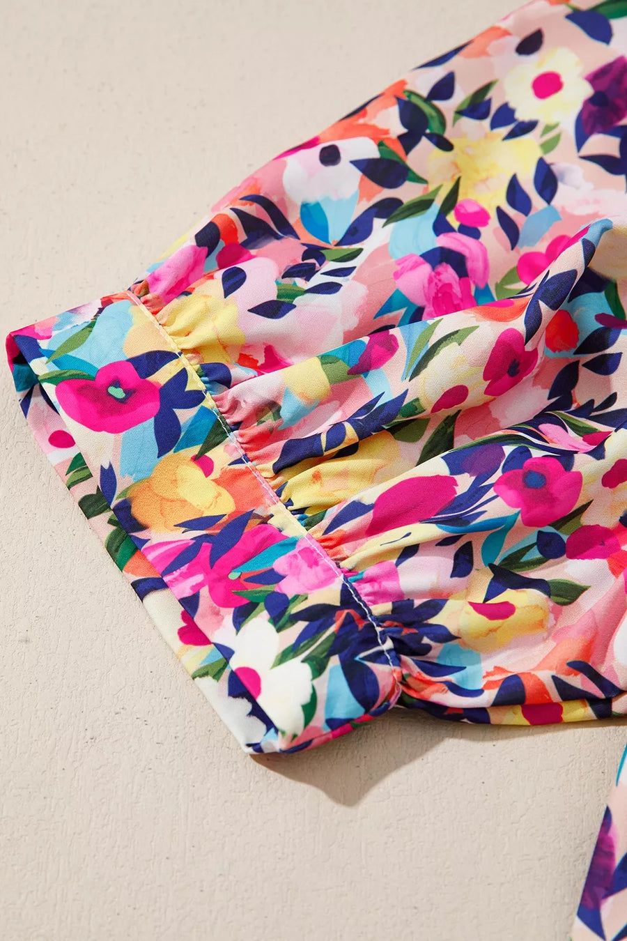 Flower Print Frilled Collar Puff Sleeve Blouse option 8