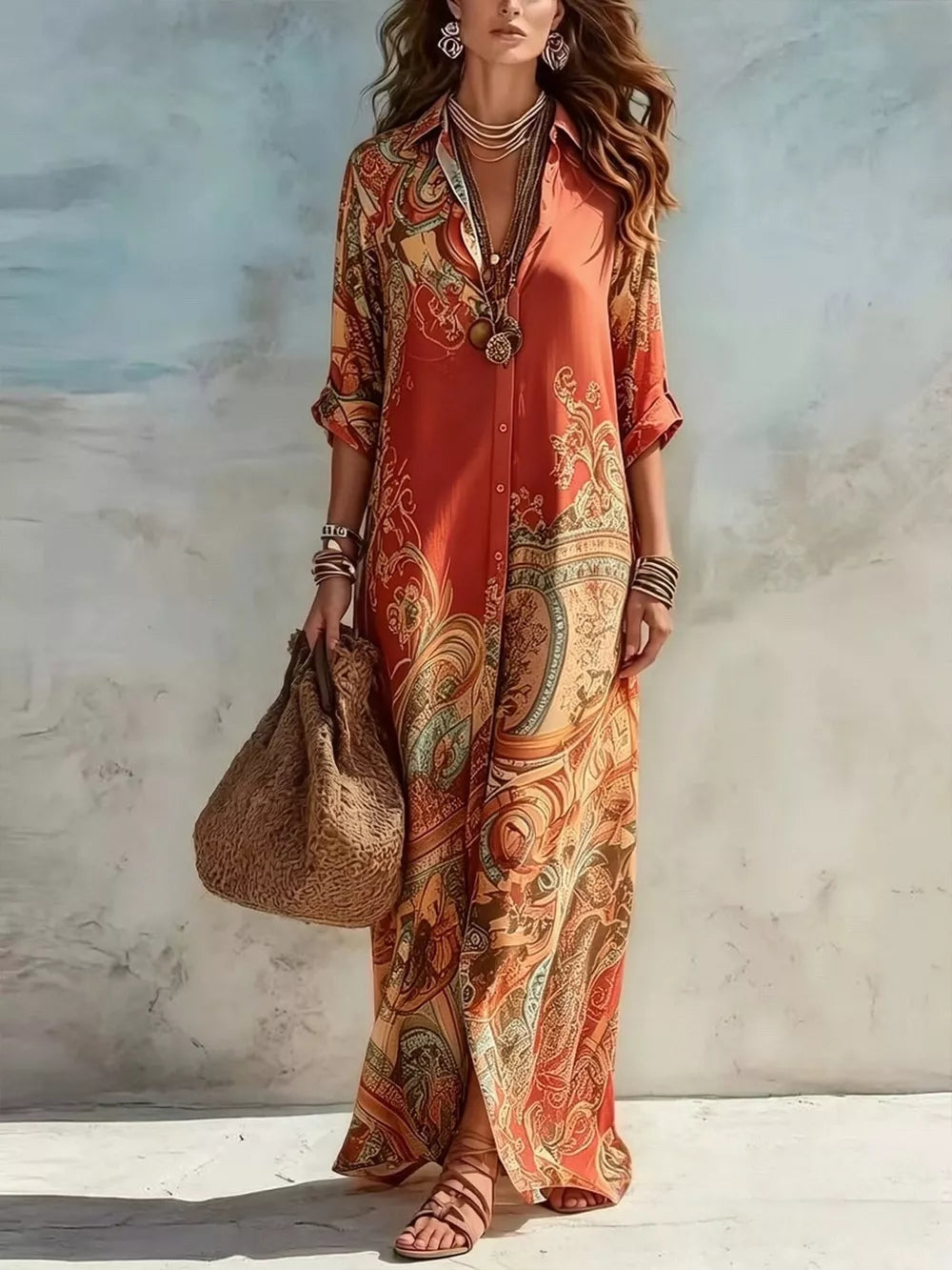shirt dress featuring ornate print in Light Blue with 100% polyester Care instructions: Machine wash cold texture
