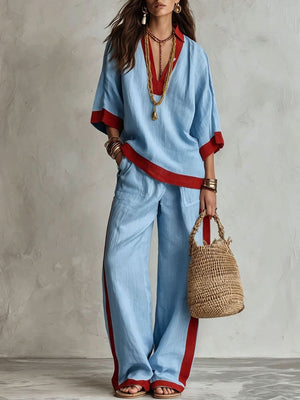 Black pants set with tunic-length and pullover