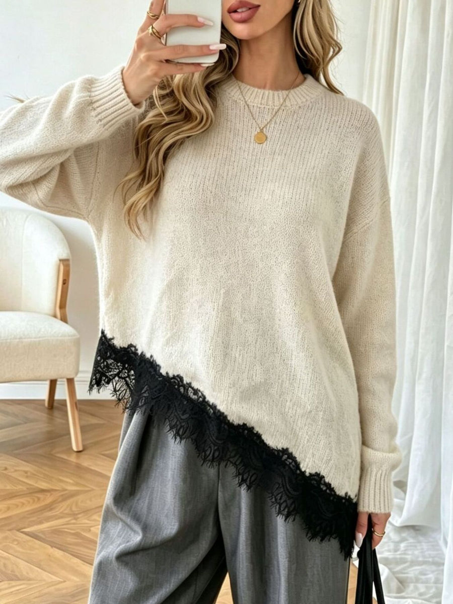 Black pullover sweater with tunic-length and pullover