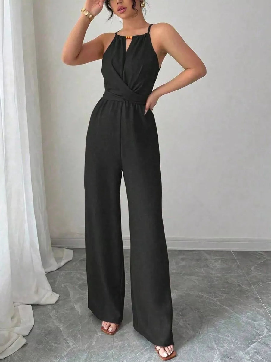 minimalist jumpsuit in Green with halter