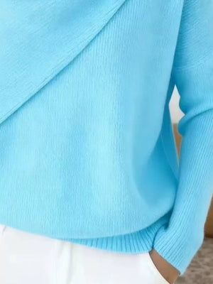 Solid Color Cowl Neck Sweater Plus Size in Tan