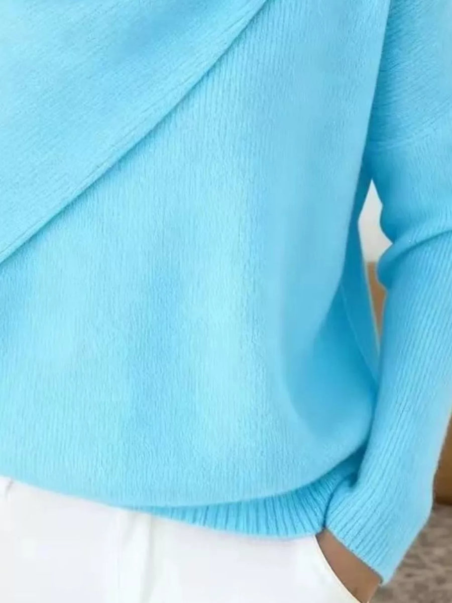 Solid Color Cowl Neck Sweater Plus Size in Tan