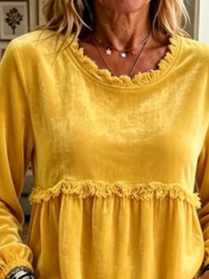 bohemian blouse in Pink with round neck