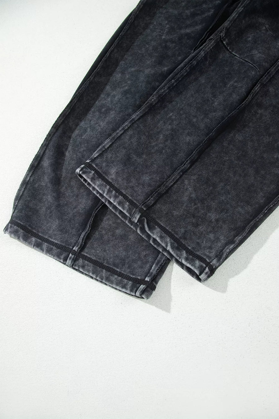 Mineral Wash Barrel Drawstring Pants in charcoal gray with mineral wash