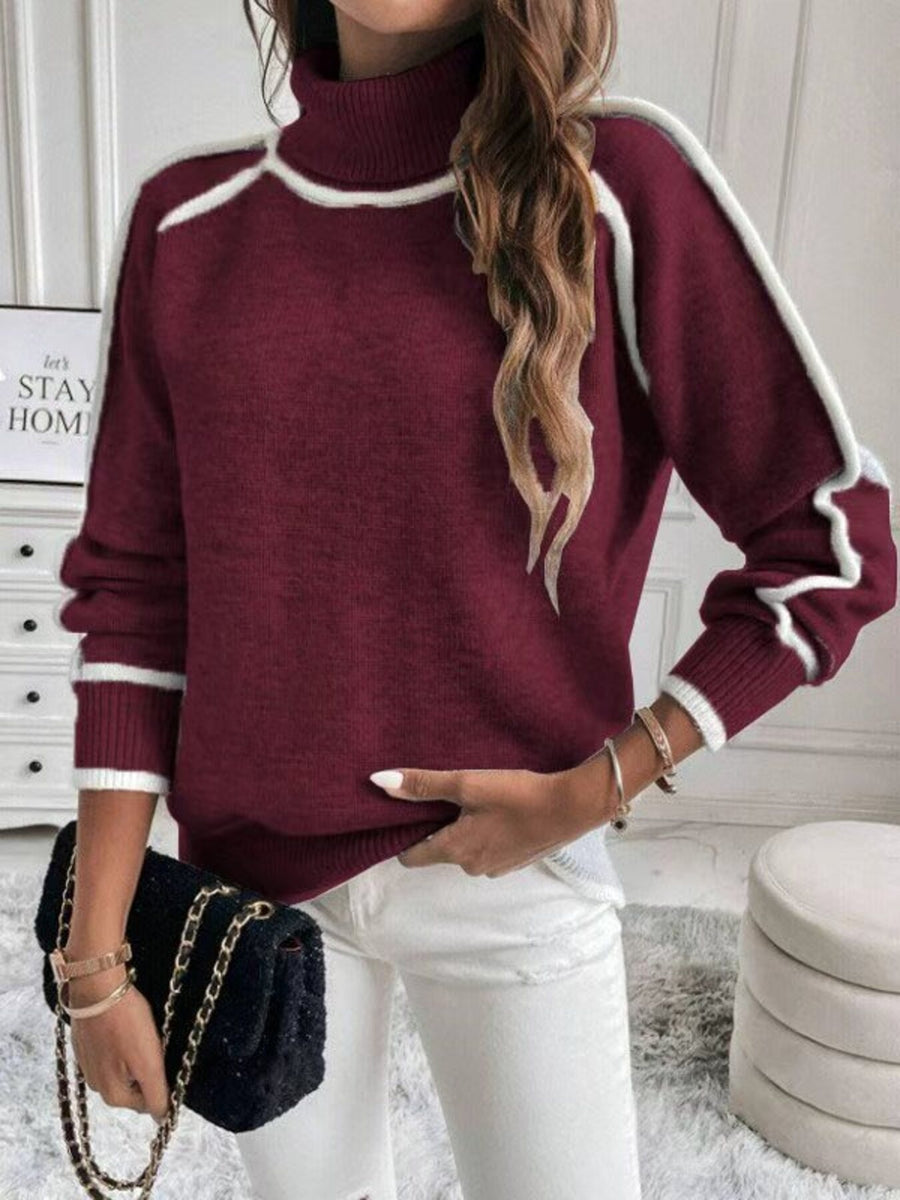 Red regular turtleneck sweater with turtleneck