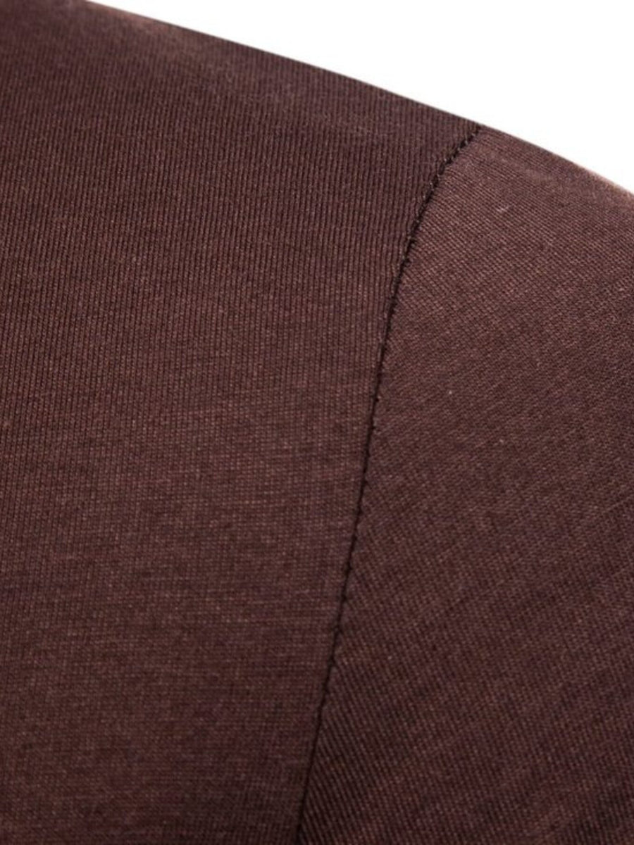 Brown cotton t-shirt showing shoulder seam detail