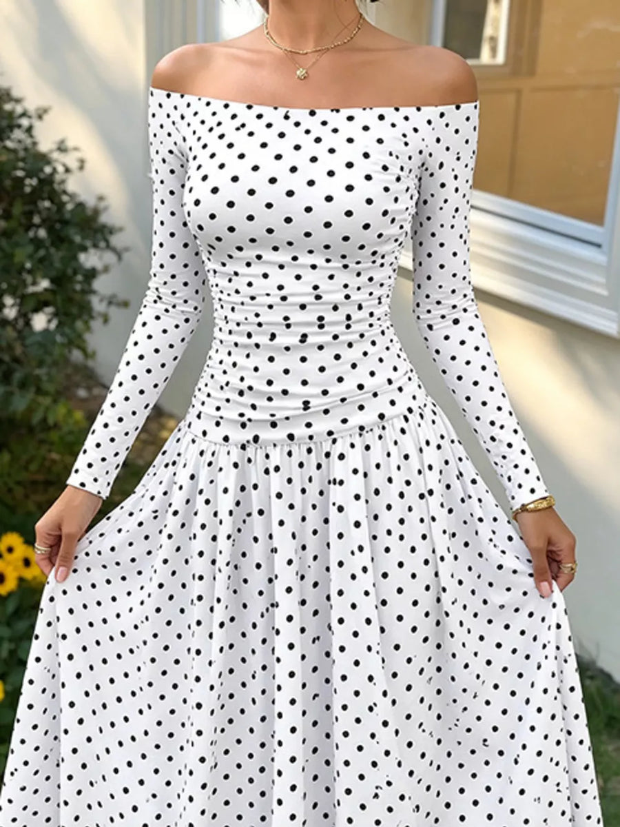 Off-the-shoulder Maxi Dress in White