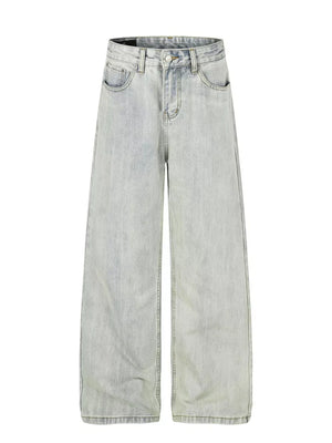 Blue Men S Washed Wide Leg Jeans