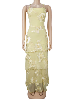 maxi dress in sky blue with tiered and maxi