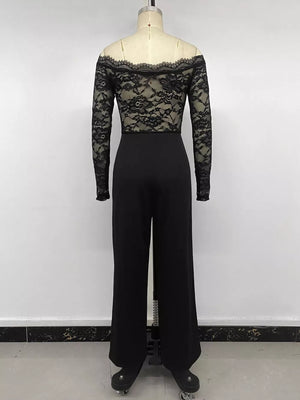 jumpsuit in Black with off-shoulder and full-length