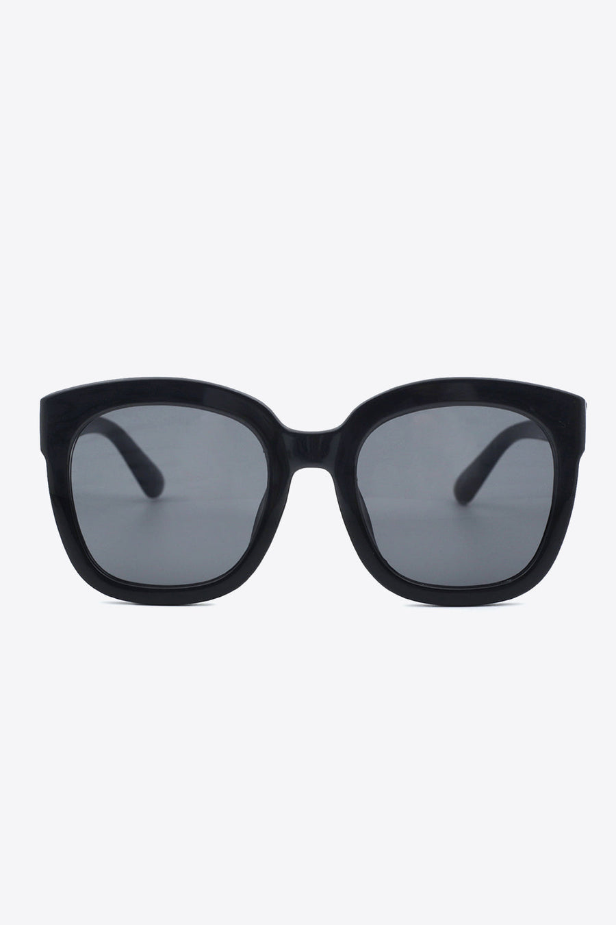 Black square sunglasses with gradient lenses and thick frames